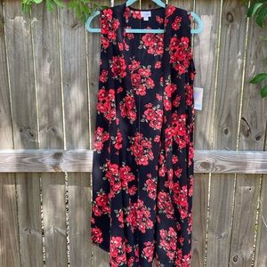 LuLaRoe S Small Women’s (6-8) Joy Duster Coverup Vest Shirt Roses Floral Flowers